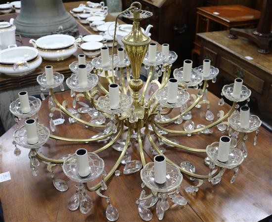 A gilt brass and glass chandelier